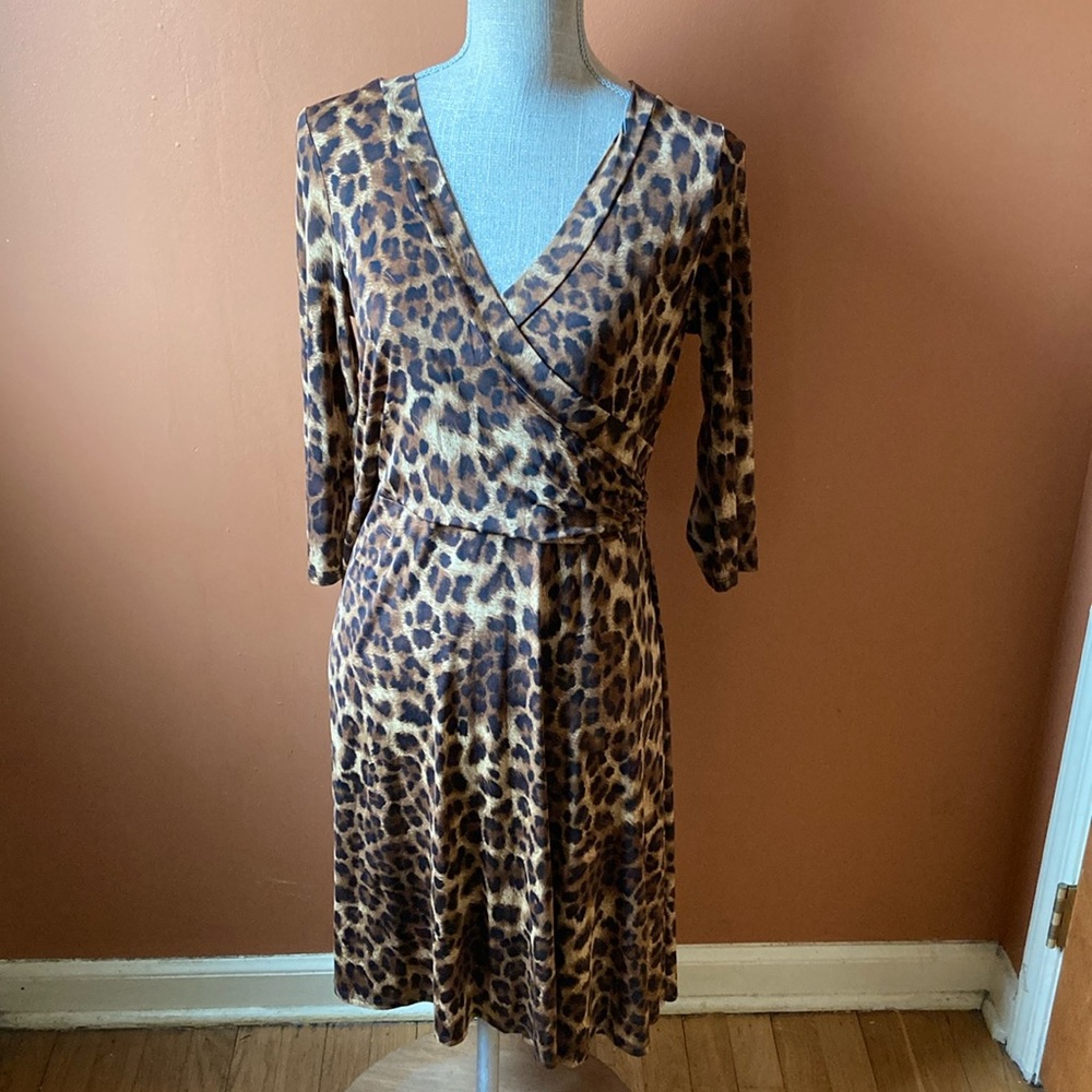 Janette Fashion mix wrap cheetah print dress